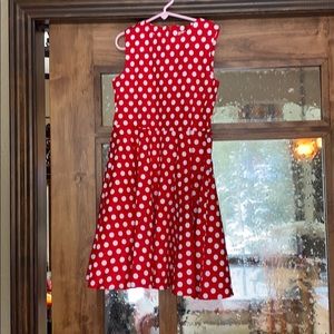 Girls size 10 red polkadotted dress.
